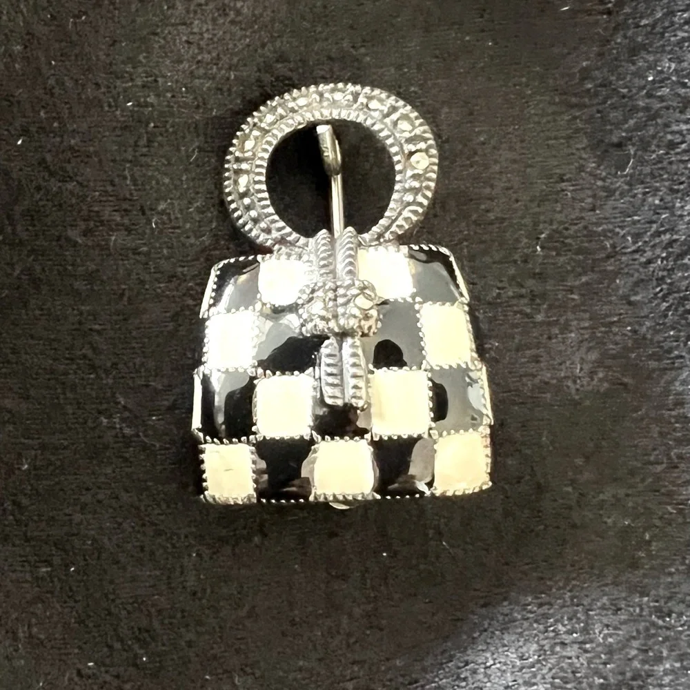 Vintage Judith Jack Sterling Silver & Marcasite Handbag Pin